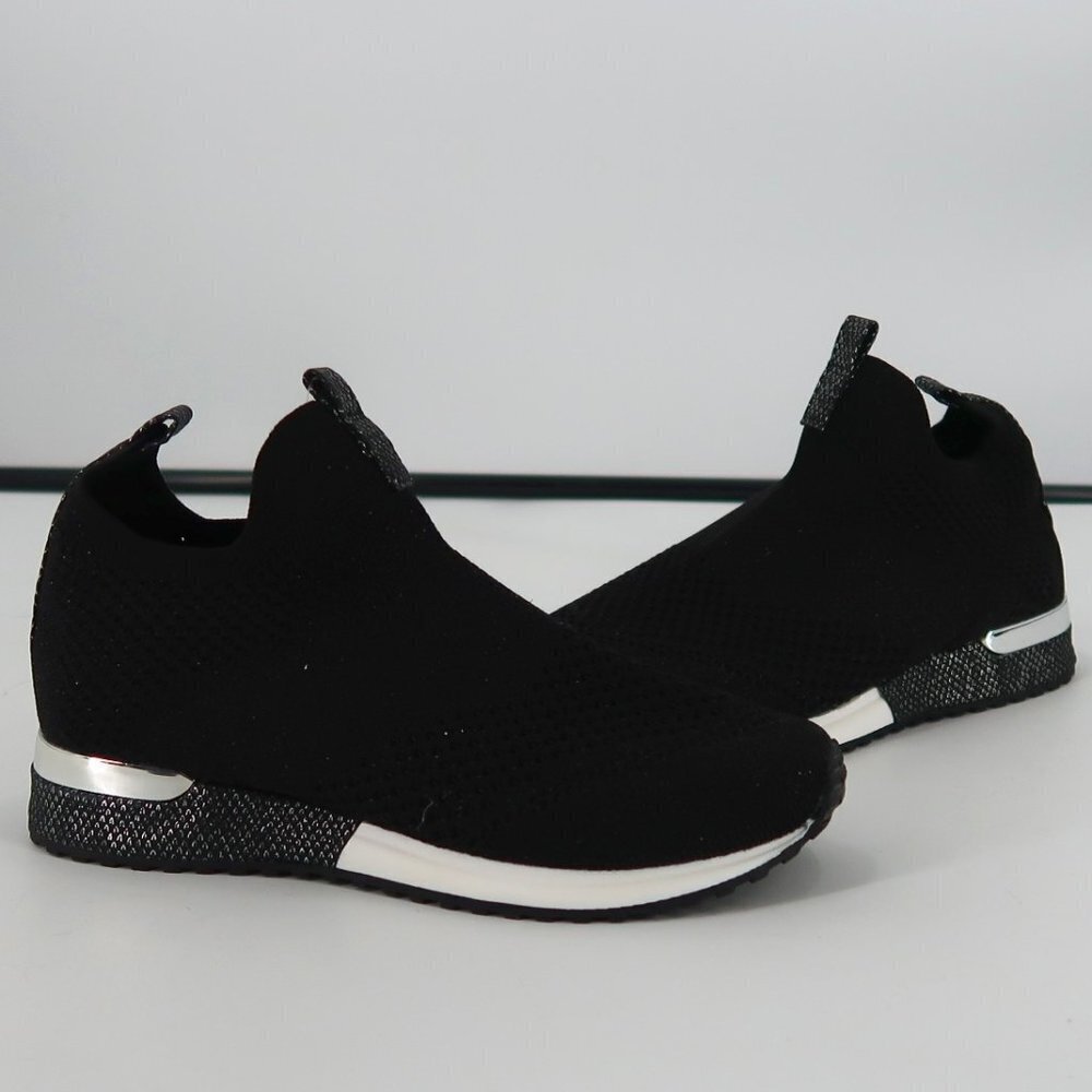 Urban Sport Women's Black White Silver Pull on Sneakers Size 6 NWT